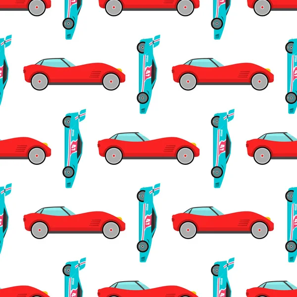 Sport speed automobile offroad rally car colorful fast motor racing auto driver transport motorsport seamless pattern background vector illustration.