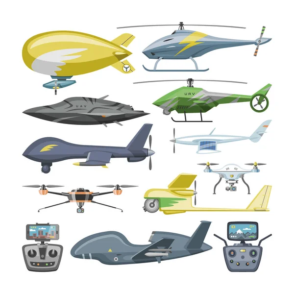 Hubschrauber-Vektor-Copter-Flugzeug oder Rotor-Flugzeug und Chopper-Jet-Flug Transport im Himmel Illustration Luftfahrt-Set von Flugzeugen und Luftfrachter Fracht mit Propeller isoliert auf weißem Hintergrund — Stockvektor