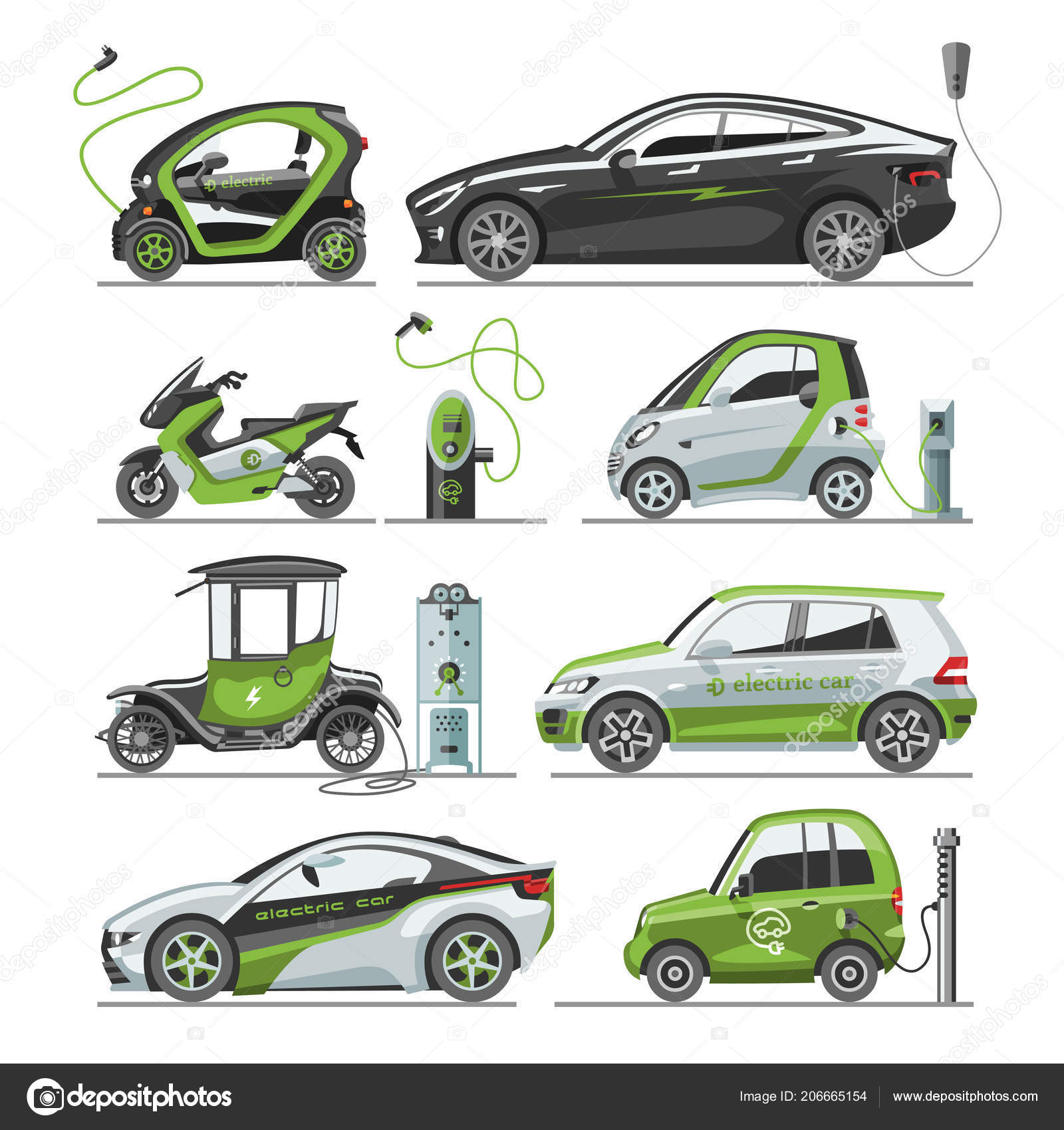 Electric vector car with solar panels 
