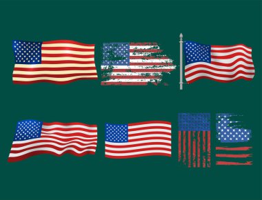 Bağımsızlık günü ABD Amerika Birleşik Devletleri Amerikan sembolü özgürlük Ulusal işareti vektör çizim bayraklar