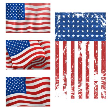 Bağımsızlık günü ABD Amerika Birleşik Devletleri Amerikan sembolü özgürlük Ulusal işareti vektör çizim bayraklar