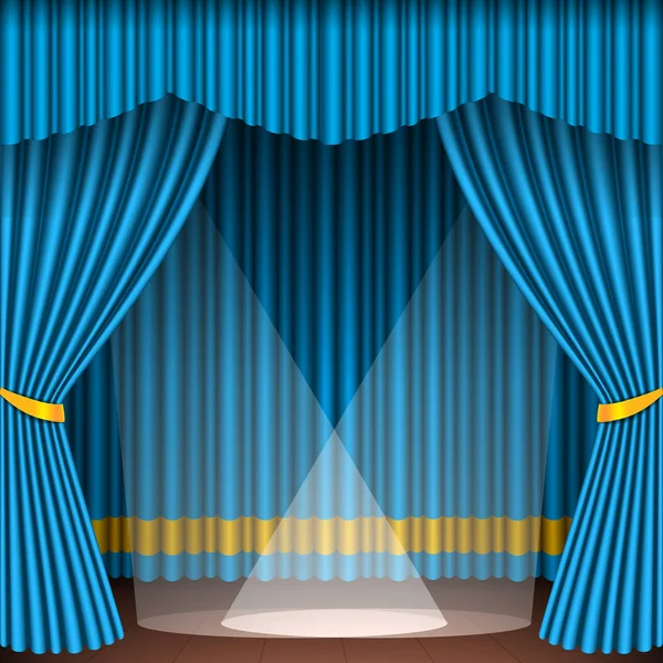 Scène de théâtre rideaux bleus illustration vectorielle . — Image vectorielle