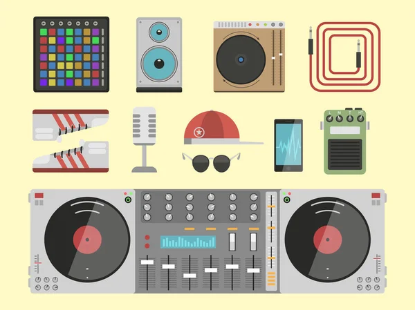 DJ accessoire musicus instrumenten vector illustratie. — Stockvector