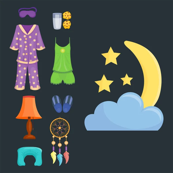 Schlaf Icons Vektor Illustration Set — Stockvektor