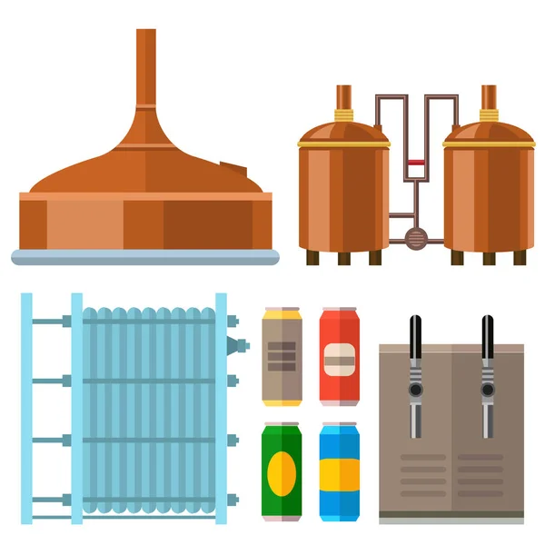 Illustrazione vettoriale della fabbrica di alcol di processo di birra . — Vettoriale Stock