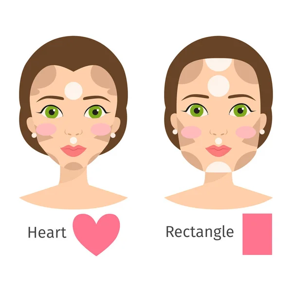 Ensemble de différents types de visage de femme illustration vectorielle formes de caractère fille maquillage belle femelle — Image vectorielle