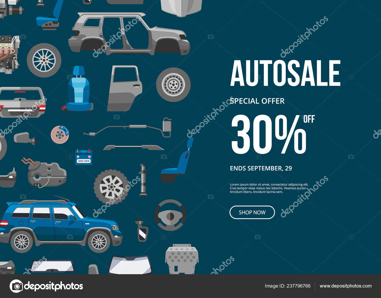 Autosale Special Offer Banner Car Service Discount Vector