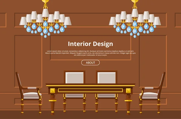 Muebles vector muebles diseño de la sala de estar telón de fondo amueblado interior en silla de mesa de apartamento para amueblar la decoración de la habitación ilustración de fondo — Archivo Imágenes Vectoriales