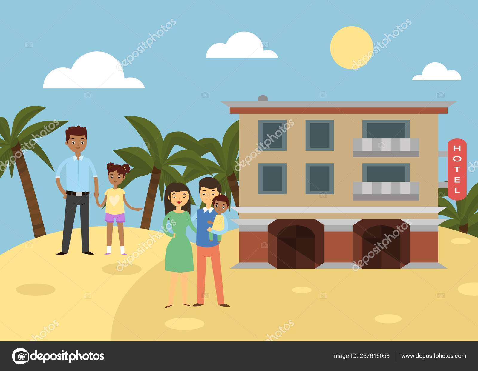 Tropical Family Hotel Banner Vector Illustration Summer Beach Vacation Concept On Seaside Holiday Mother Hugging Father With Boy On Hands Man Going With Daughter Near Palms Vector Image By C Vectorshow Tropical Family Hotel Banner Vector Illustration Summer Beach Vacation Concept On Seaside Holiday Mother Hugging Father With Boy On Hands Man Going With Daughter Near Palms Vector Image By C Vectorshow