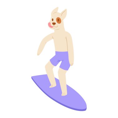 Sörf vektör köpek hayvan sörfçü karakter sörf tahtası illüstrasyon hayvansal çizgi film genç sporcu köpek çocuk wakeboard beyaz arka plan üzerinde izole seti sörf