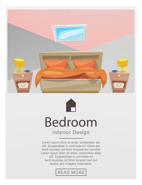 Flat line design of web banner template with outline icons of bedroom interior design and art, stylish home apartment decoration work. Vector illustration for interior designer website or infographic. — Stock Vector