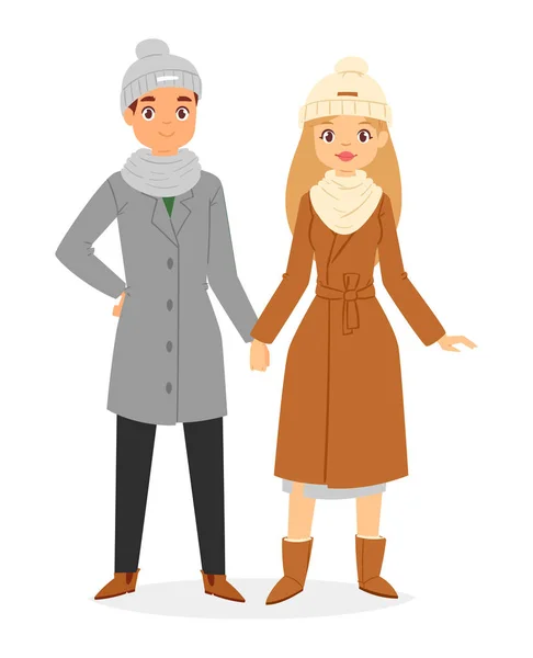 Couple de mode garçons et filles regarde vecteur de vêtements belle fille et habiller ou vêtements avec des robes pantalons de mode ou des chaussures illustration isolé sur fond blanc — Image vectorielle