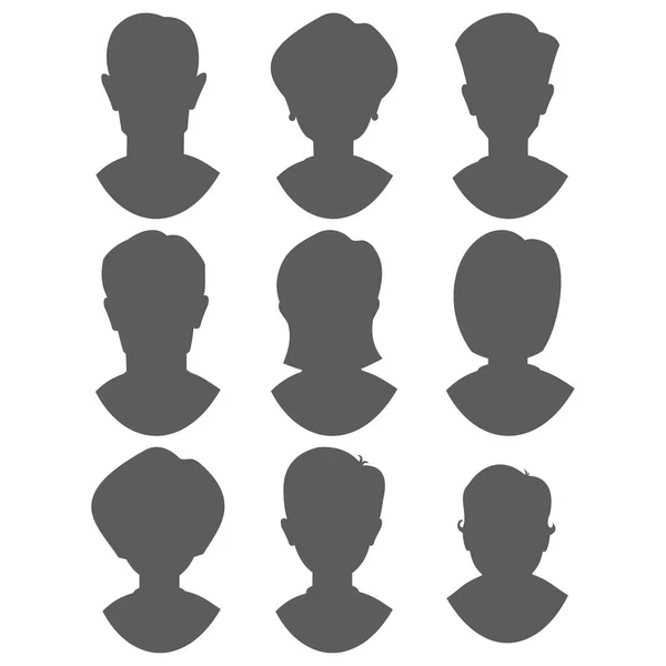 Les gens horreur visages vecteur silhouette extrêmement surpris jeune choc portrait effrayé personnage émotions peur expression personne illustration . — Image vectorielle