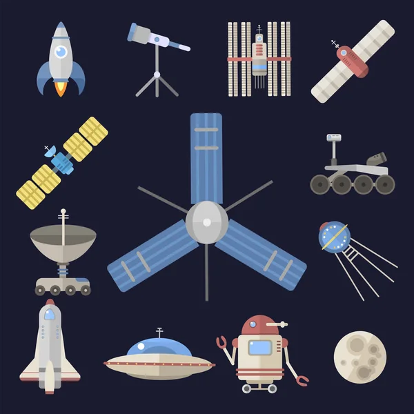 Stylová kosmická loď souhvězdí astrologie vesmírných vesmírů technika meteorologie raketoplán astronaut raketový satelit . — Stock fotografie