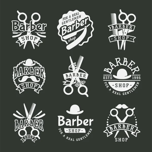 Fryzjer fryzjera ikona ilustracja logo nożyczki retro styl Typografia Vintage. — Zdjęcie stockowe