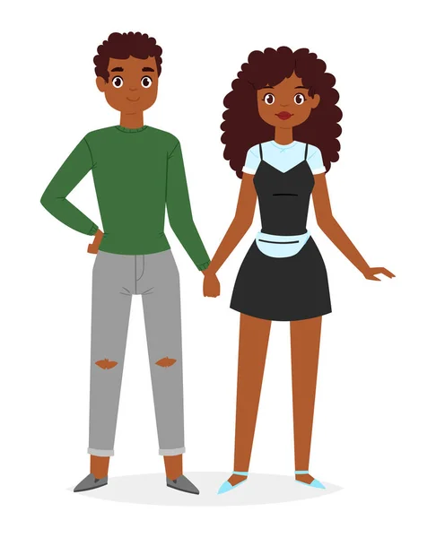 Couple de mode garçons et filles regarde vecteur de vêtements belle fille et habiller ou vêtements avec des robes pantalons de mode ou des chaussures illustration isolé sur fond blanc — Image vectorielle