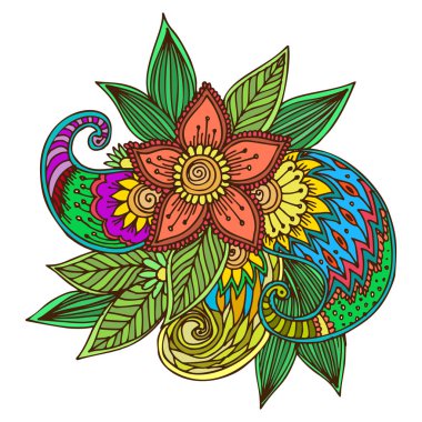 Kına dövme mehndi çiçek doodle süs dekoratif hint tasarım desen paisley arabesk mhendi bezeme .