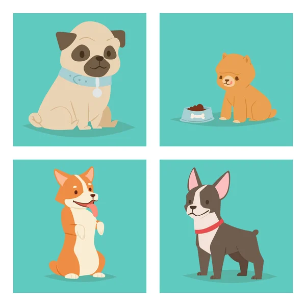 Щенок милый играть собак персонажей смешные чистокровные комиксы счастливые собаки породы млекопитающих иллюстрация . — стоковое фото