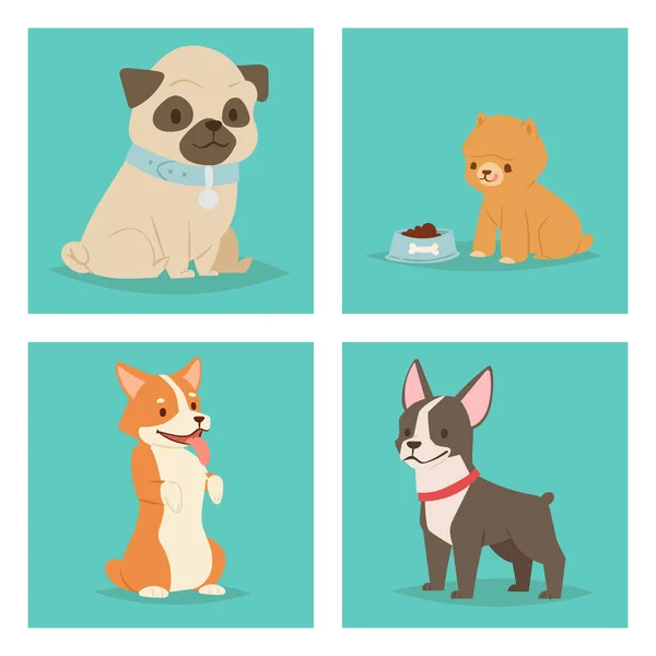 Puppy cute playing dogs characters funny purebred comic happy mammal doggy breed illustration.