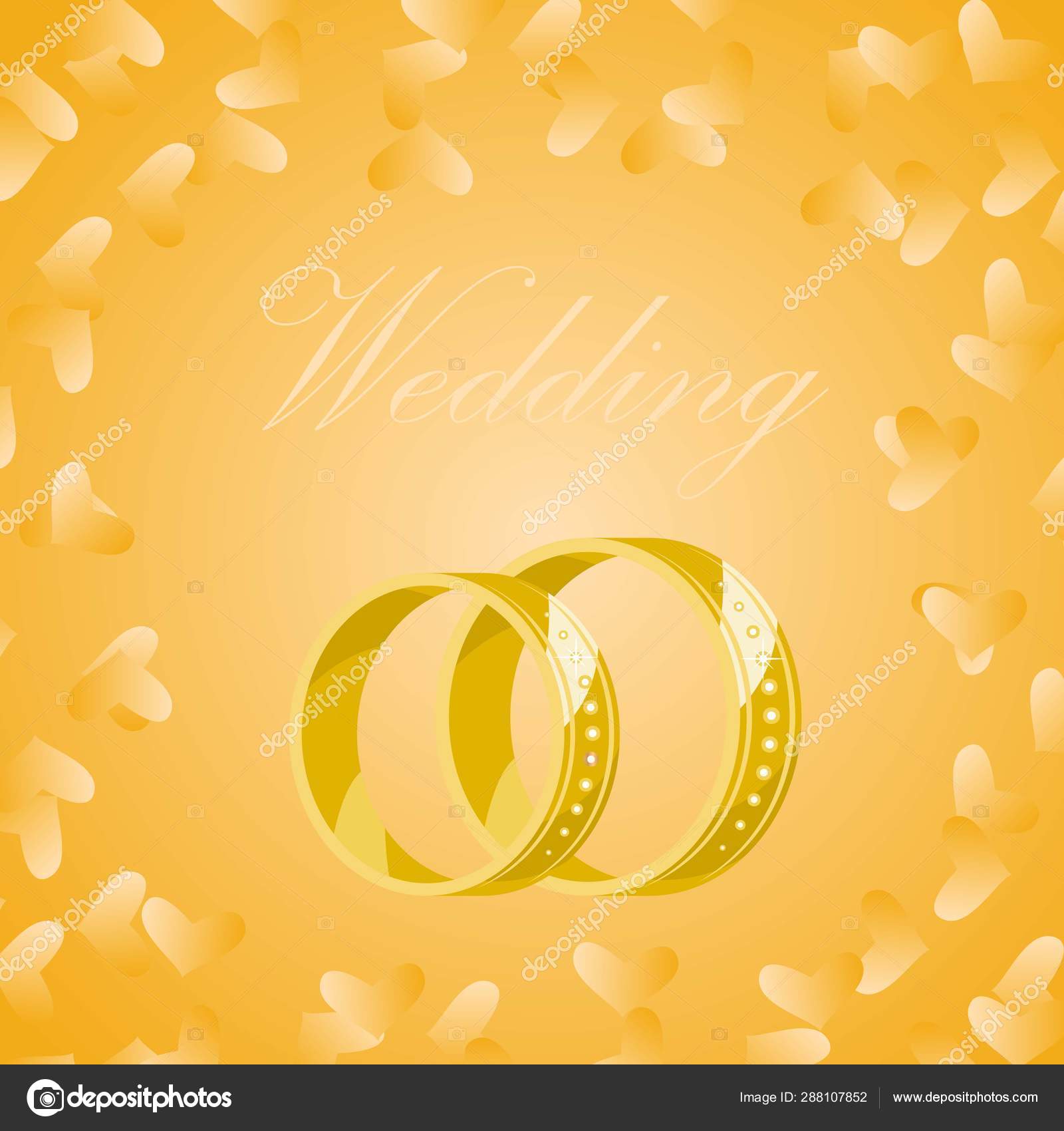 Vector Golden Wedding Rings On Yellow Background With Gold Hearts Rings For The Bride And Groom For The Wedding Background For The Card Invitation Cards Engagement Cards Stock Vector C Vectorshow 288107852