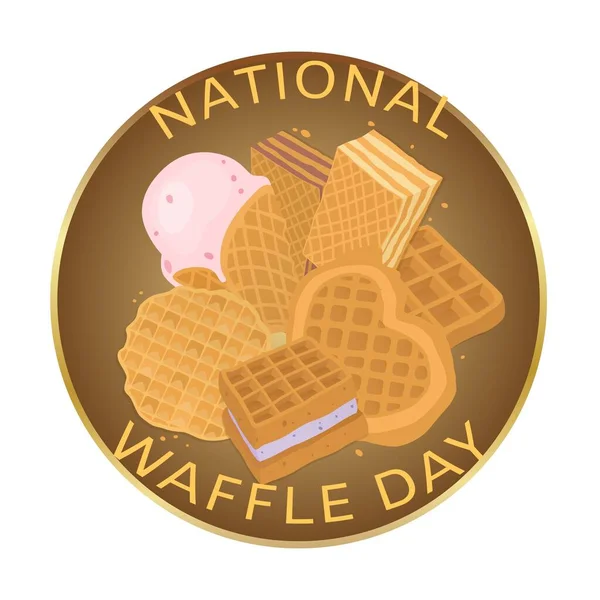 Національний день вафель, концепція харчування Векторні ілюстрації. Дизайн солодких елементів, фоновий десерт для закуски. Смачний сніданок — стоковий вектор