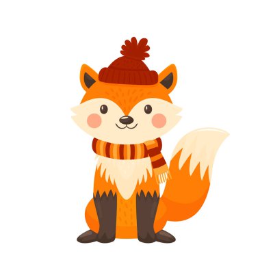 Samimi sonbahar tilki karakter çizimi izole edildi.