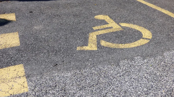 Yellow Handicap Parking Lot Symbol, Painted Icon