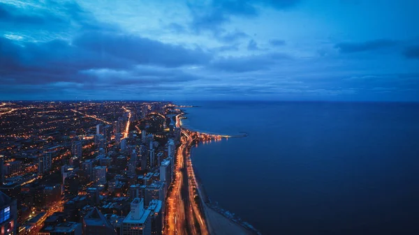 Afternoon Cityscape Chicago Illinois Architecture City Skyline Landscape Urban Center Lights Aerial — Stock Photo, Image