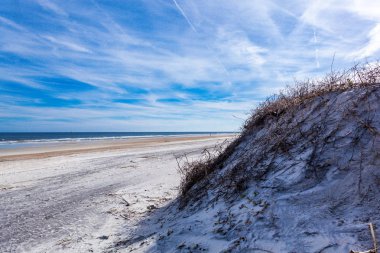 Uzun boylu doğa tropikal hava güzel kum kıyı tatil Beach Sunny Dunes çimen