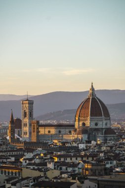 Duomo Santa Maria Del Fiore ve Bargello Piazzale Michelangelo Florence, Toskana, İtalya'dan öğleden sonra