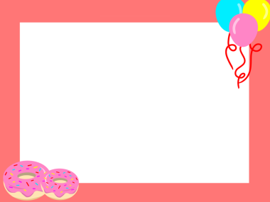 kırmızı çerçeveli pembe çörekler ve renkli balonlar, metin için boşluk 