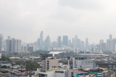 Bangkok, Tayland - 2 Şubat 2019: Görünüm ağır kirli şehir merkezinin Bangkok'da düzeyleri 
