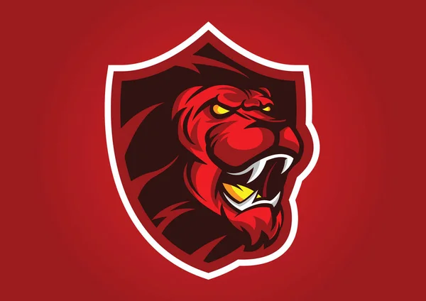 Lion Head Abstract Shield Logo Football Vecteur Emblème — Image vectorielle