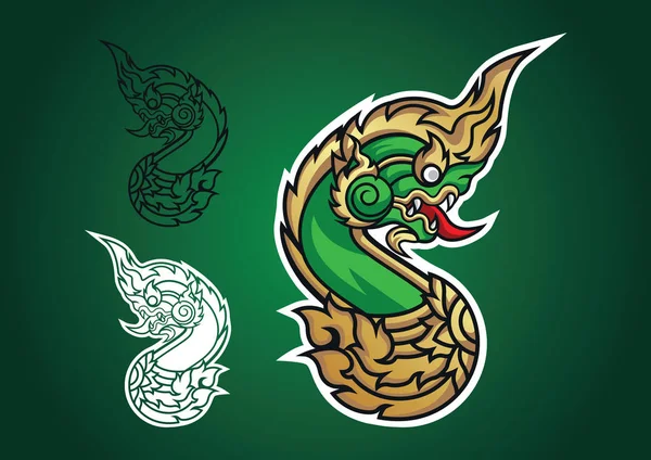 Naka Naga Greatnaga Serpiente Kingofnagas Logo Vector Emblema — Vector de stock