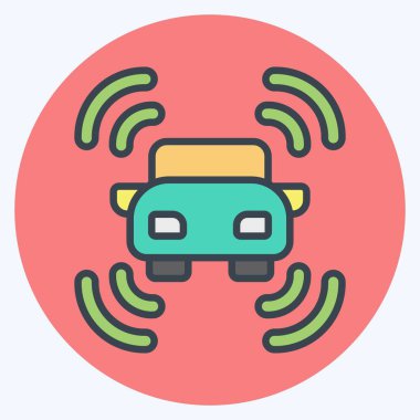 Simge Akıllı Araba Sensörü. Sensörlerin sembolüyle ilgili. renk arkadaşı stili. dizayn edilebilir