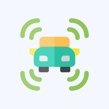 Simge Akıllı Araba Sensörü. Sensörlerin sembolüyle ilgili. Düz stil. dizayn edilebilir