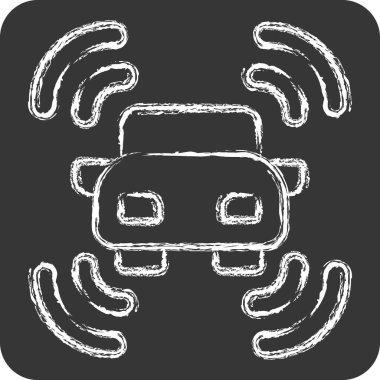 Simge Akıllı Araba Sensörü. Sensörlerin sembolüyle ilgili. Tebeşir stili. dizayn edilebilir