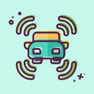 Simge Akıllı Araba Sensörü. Sensörlerin sembolüyle ilgili. MBE tarzı. dizayn edilebilir