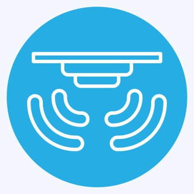 Simge Akıllı Yangın Alarmı. Sensörlerin sembolüyle ilgili. Mavi gözlü. dizayn edilebilir