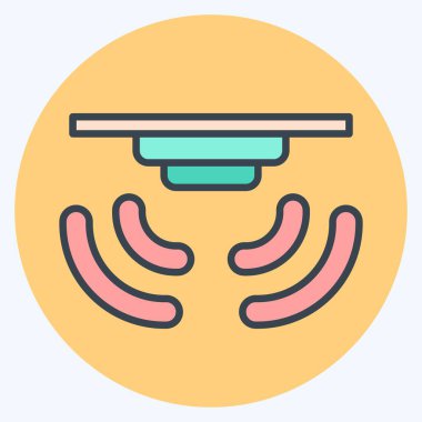 Simge Akıllı Yangın Alarmı. Sensörlerin sembolüyle ilgili. renk arkadaşı stili. dizayn edilebilir