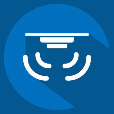 Simge Akıllı Yangın Alarmı. Sensörlerin sembolüyle ilgili. Uzun gölge tarzı. dizayn edilebilir