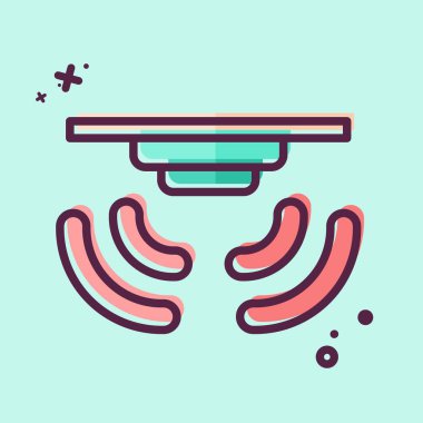 Simge Akıllı Yangın Alarmı. Sensörlerin sembolüyle ilgili. MBE tarzı. dizayn edilebilir