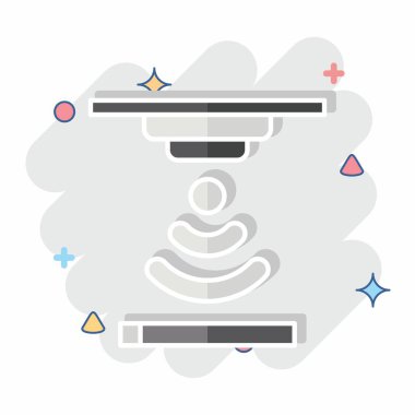 Simge Duman Detektörü. Sensörlerin sembolüyle ilgili. Çizgi roman. dizayn edilebilir