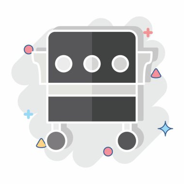 Simge Tütsülenmiş Fırın. BBQ sembolüyle ilgili. Çizgi roman. dizayn edilebilir