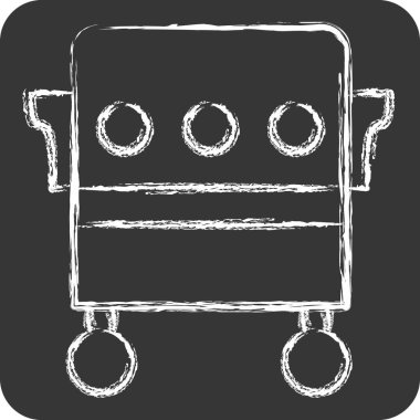 Simge Tütsülenmiş Fırın. BBQ sembolüyle ilgili. Tebeşir stili. dizayn edilebilir