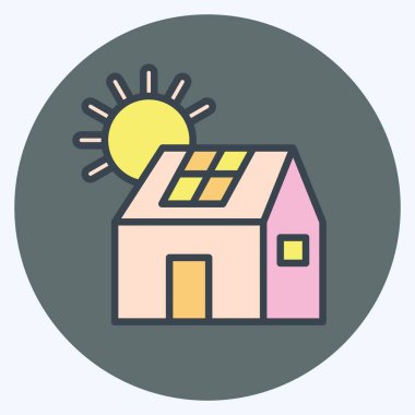 Simge Güneş Evi. Sera sembolüyle ilgili. renk arkadaşı stili. dizayn edilebilir