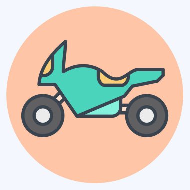 Icon Spor Motosikleti. Macera sembolüyle ilgili. renk arkadaşı stili. dizayn edilebilir