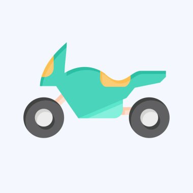 Icon Spor Motosikleti. Macera sembolüyle ilgili. Düz stil. dizayn edilebilir