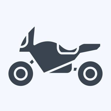 Icon Spor Motosikleti. Macera sembolüyle ilgili. Kabartma tarzı. dizayn edilebilir