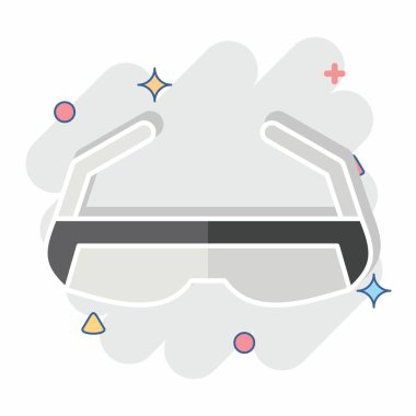 Simgesel Spor Güneş Gözlüğü. Macera sembolüyle ilgili. Çizgi roman. dizayn edilebilir